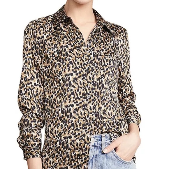 Golf le Fleur Leopard print silk button up